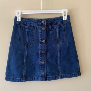 Topshop Blue Denim Button Down 70s Style Skirt